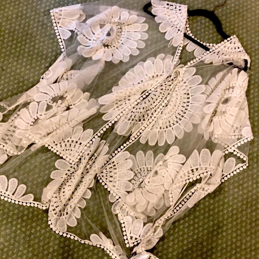 White bathing suit coverup